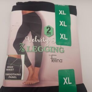 NEW Felina Velvety Soft Women's XL 7/8 Legging 2-Pack Black High Waist